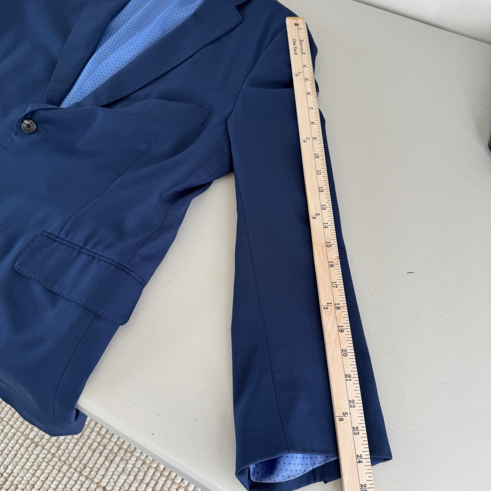 Navy Blue 2 Piece Suit Mens 44R 40W Two Button Business Professional Classic - Picture 16 of 16